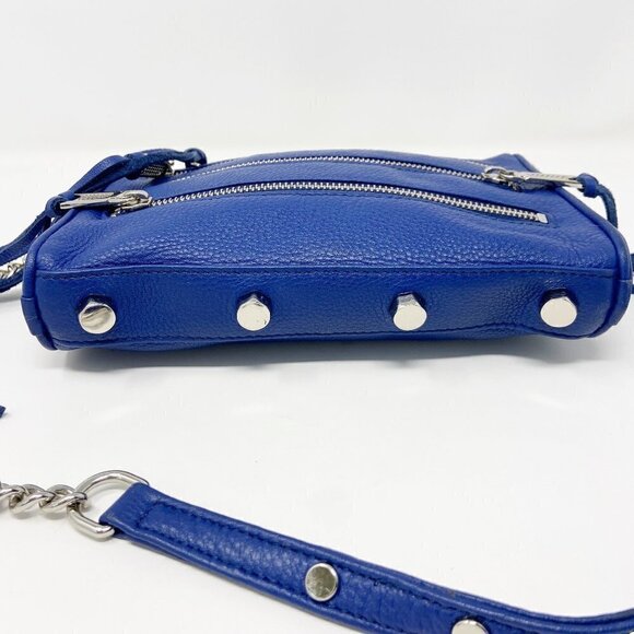 REBECCA MINKOFF | Blue Studded Zip Leather Crossbody Bag - Picture 10 of 15